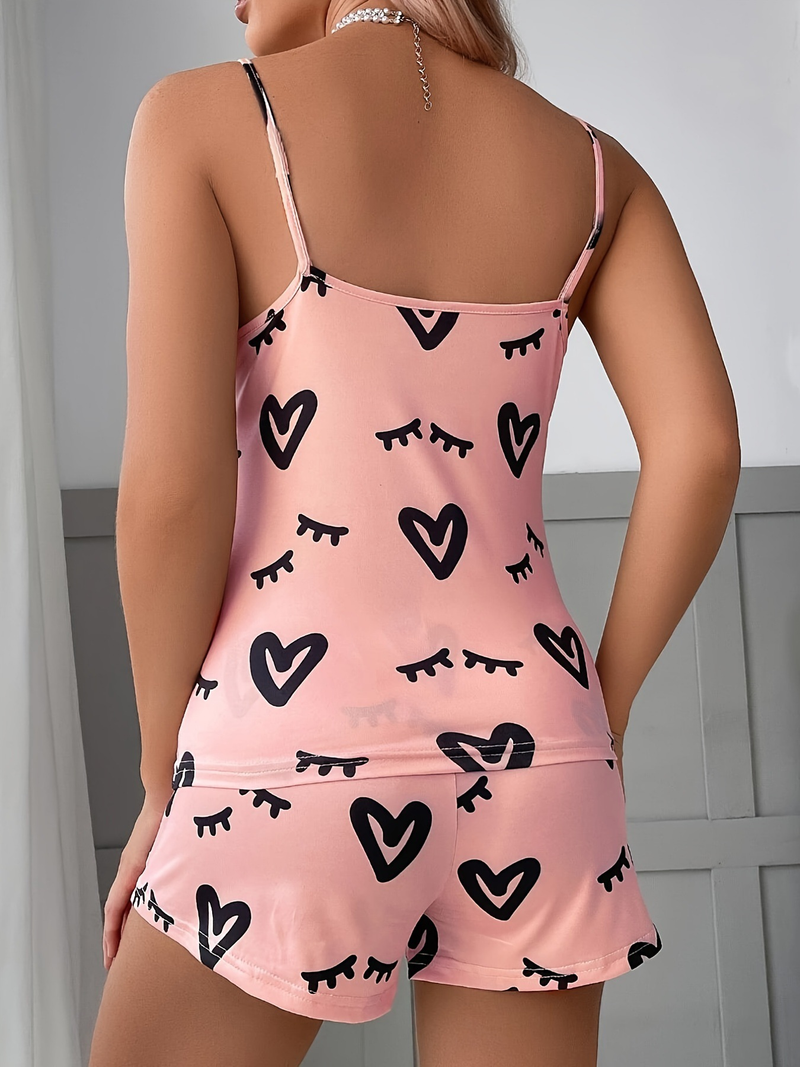 Women's clothing beauty pajamas set printed suspender shorts home clothes pajamas_voghion.com