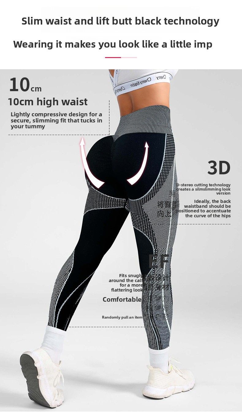 Seamless New High-Waist Tummy Control Butt-Lifting Fitness Leggings Quick-Dry Running Sports Cycling Striped Color-Block_voghion.com