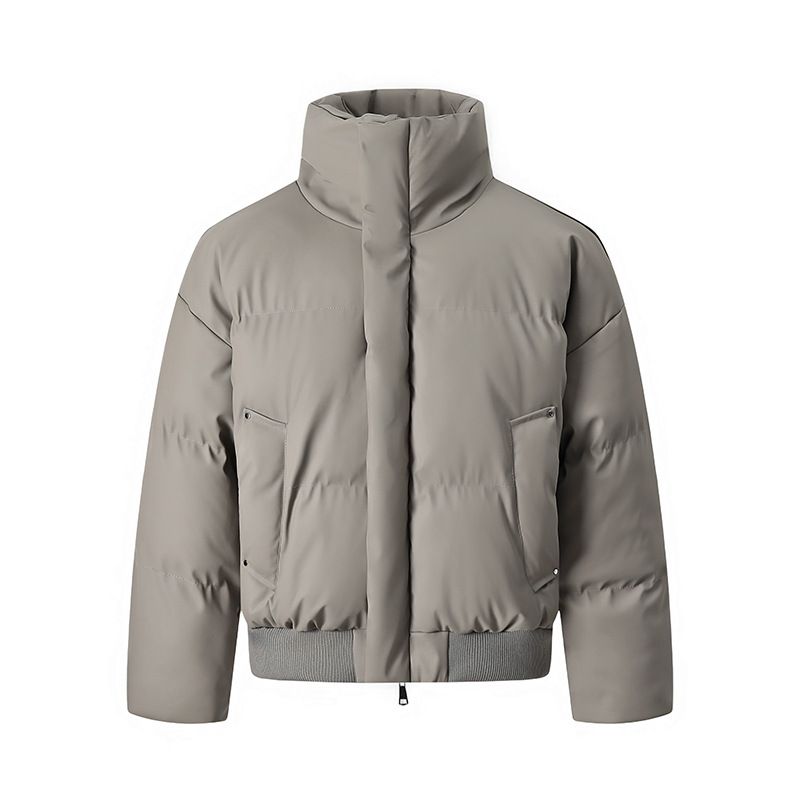 PU-Leder für Männer Winter neue trendige Paar Baumwollmantel lose Stehkragen Pufferjacke_voghion.com