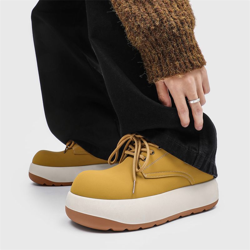 Nouvelles chaussures de printemps en cuir pour hommes, bottes Martin montantes rehaussantes pour hommes_voghion.com