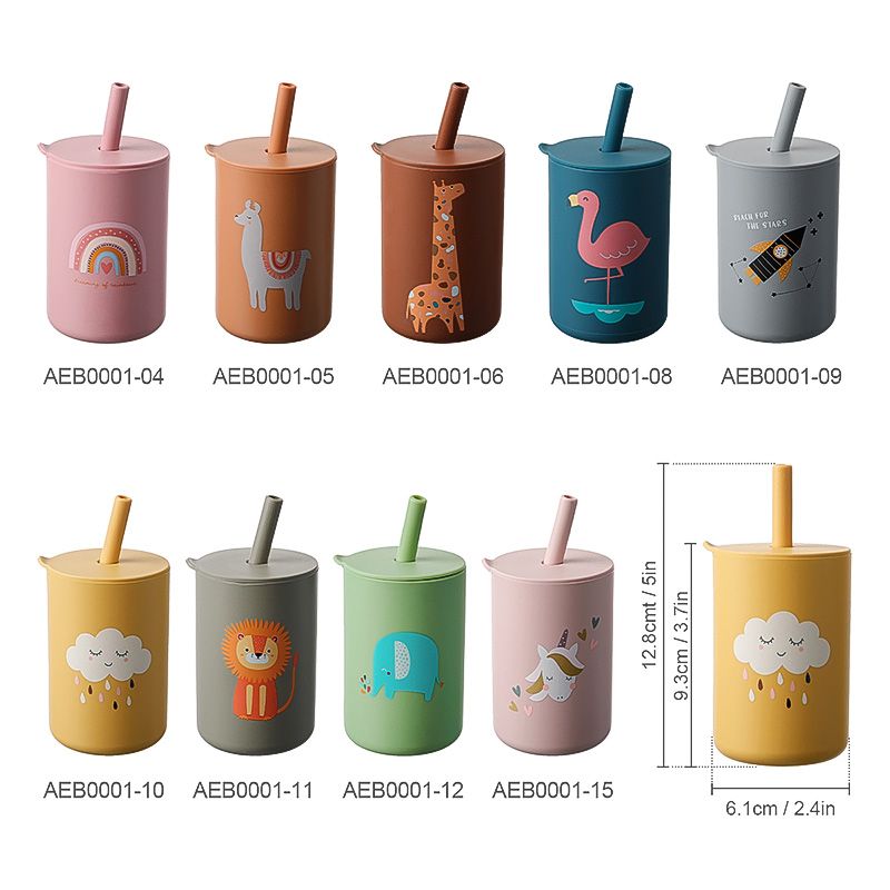 TYRY.HU 1 Adet Bebek Besleme Pipet Bardak Bebek Karikatür Öğrenme Besleme Bardak Gıda Sınıfı Silikon Yürümeye Başlayan Çocuk Su Şişesi Sofra Takımı BPA İçermez_voghion.com
