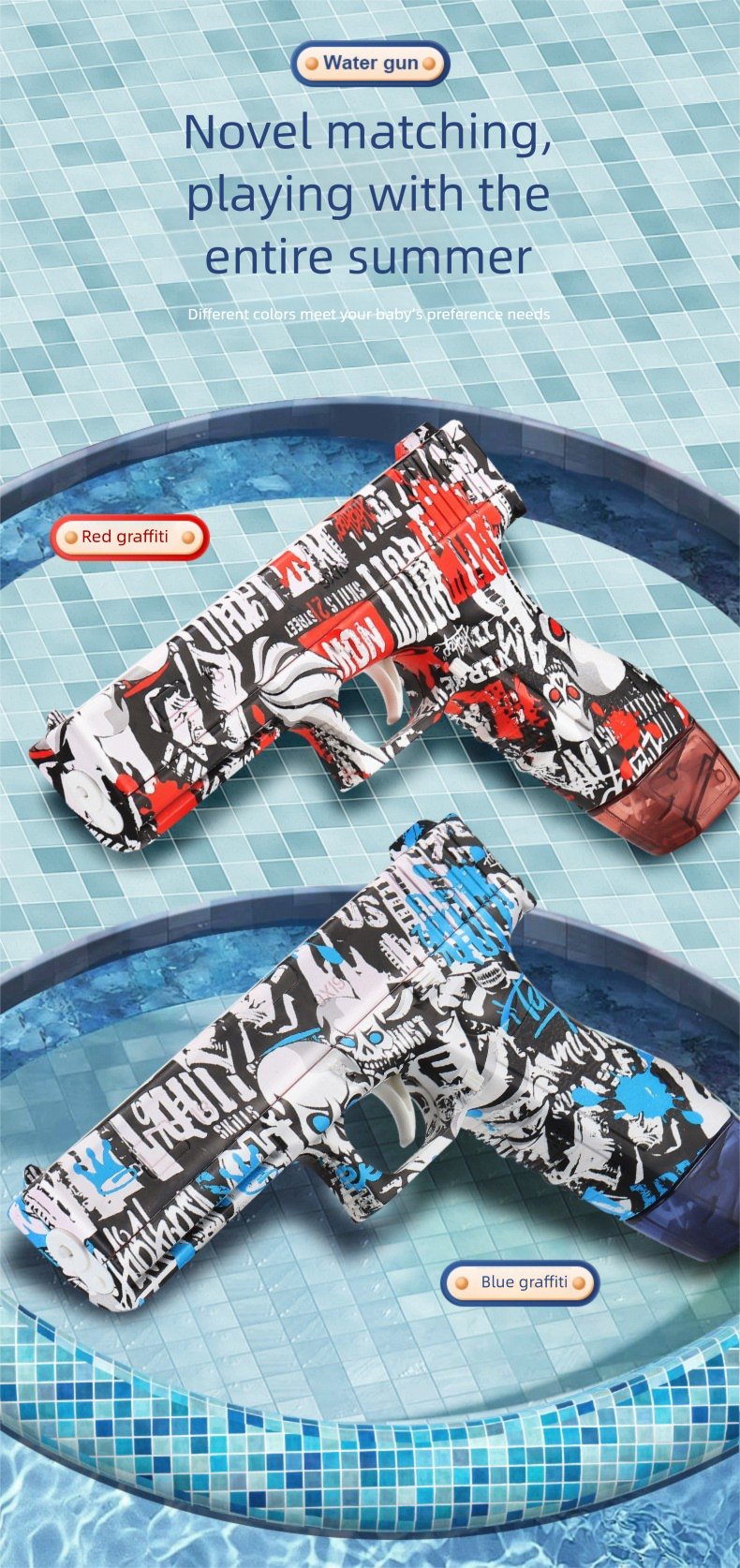 Electric Glock Children's Toy Large Capacity Repeating Water Gun Beach Summer_voghion.com