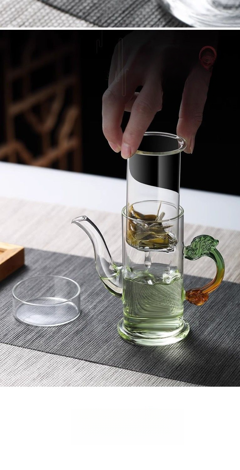 Brewing Glass Teapot Kung Fu Pu'er Filter Water Separation Red Double Ear Cup Set Household Single Brew Tea Maker_voghion.com