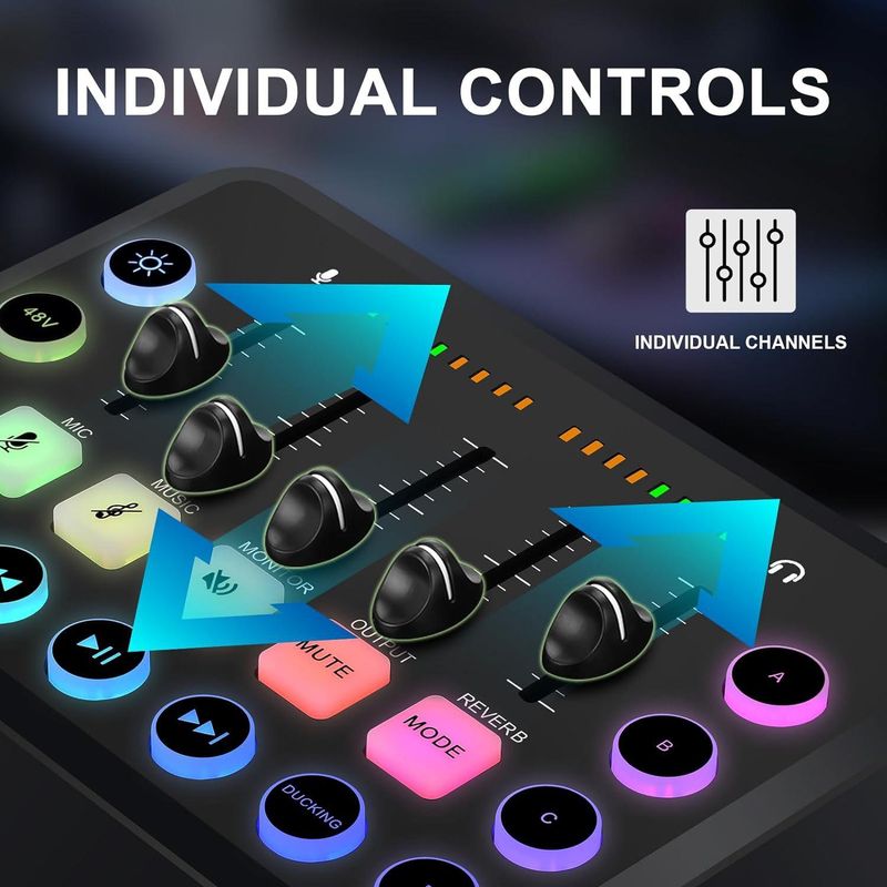 F11 Sound Card English Version Live Sound Card With Custom Recording Function 48V Phantom Power Supply_voghion.com