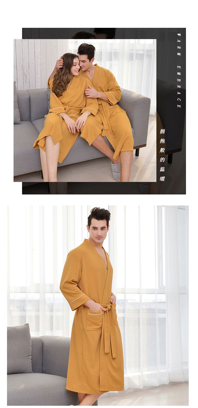 Dametøj Lang og Tyk Par Natkjole Forår og Sommer Vaffel Badekåbe Kvindelig Stjerne Hotel Badekåbe_voghion.com