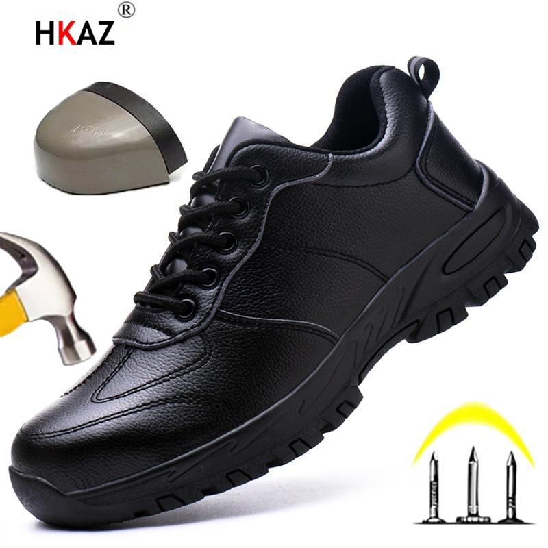 Ademende lichtgewicht lederen stijl heren sneakers Onverwoestbare veiligheidsschoenen Dames Werklaarzen met stalen neus LBX1218_voghion.com