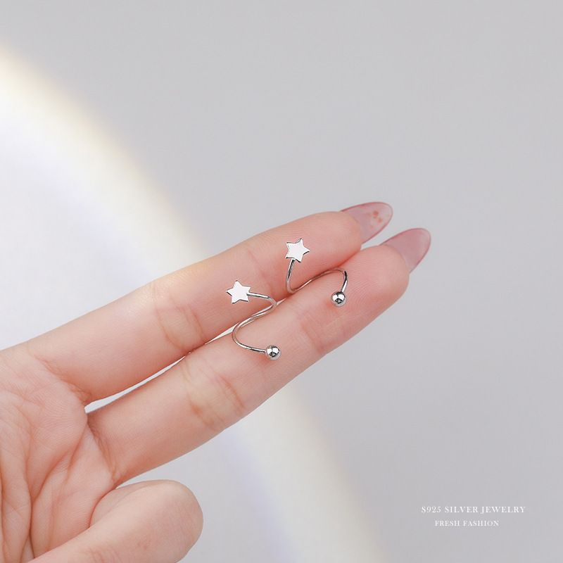 Vite a molla in argento puro S per donna, versione coreana, lusso leggero, design di nicchia, orecchini a bottone, orecchini_voghion.com
