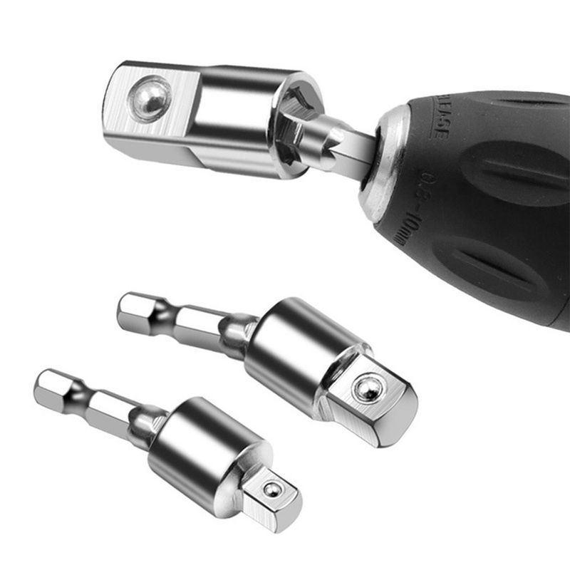 360° Swivel Adapter Set (1/4", 3/8", 1/2") – Universal Hex To Square Drive Converter For Impact Wrenches & Sockets (3-Piece, Heavy Duty)_voghion.com