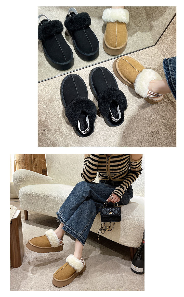 Baotou Fußset Baumwollhausschuhe weiblich 2023 Winter neue koreanische Version von Muffin dicken Boden plus samtdicke Schneestiefel Charge_voghion.com