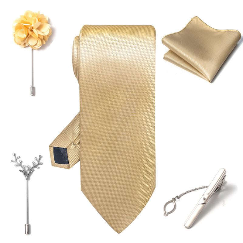 Set da uomo alla moda in tinta unita a righe con anacardi, confezione regalo da 6 pezzi, set con corsetto con fermacravatta e sciarpa quadrata_voghion.com