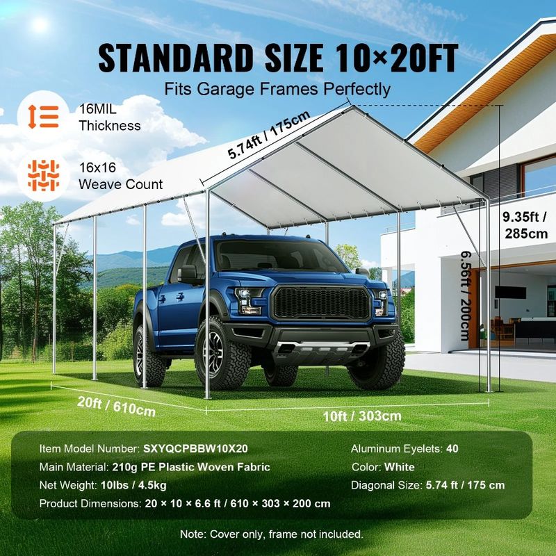 UV Top Carport 20 Ft Waterproof Protected, Shelter Easy X & Garage Replacement Installat Heavy-Duty Tent Tarp 10 Cover, Canopy_voghion.com