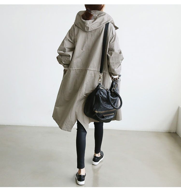 2025 Frühling und Herbst Neue Koreanische Ausgabe Casual Damen Mittelgroße bis lange Überknie Lose Große Outcoat im britischen Stil_voghion.com