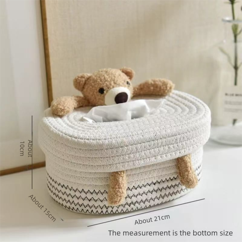 Creative Cartoon Nordic Style Fabric Irregular Cotton Rope Woven Tissue Box For Living Dining Room Study Dormitory_voghion.com