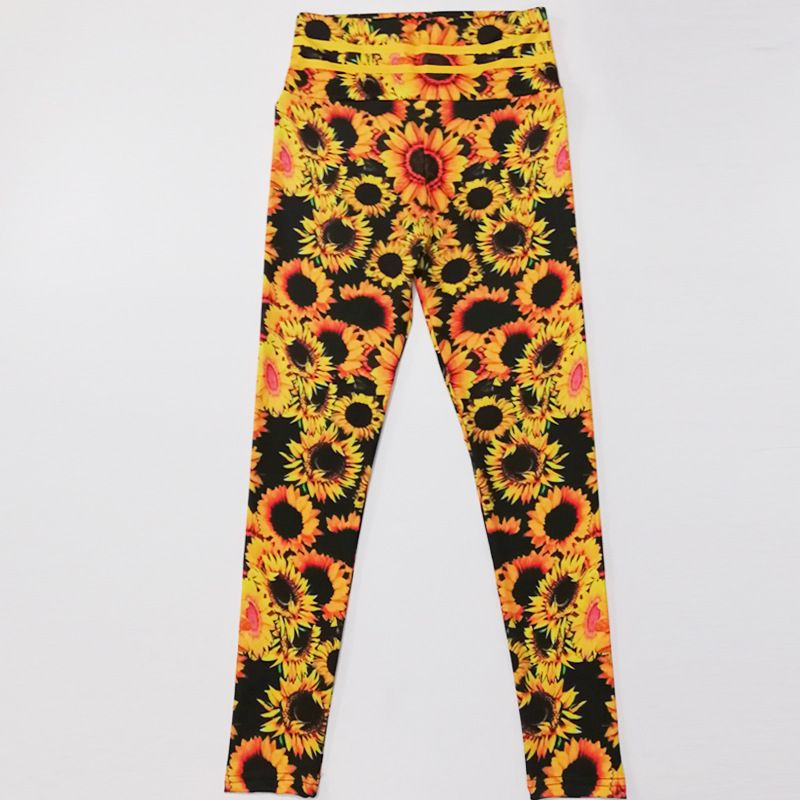 Leggings de pantalon de Yoga de sport taille haute, imprimé numérique tournesol_voghion.com
