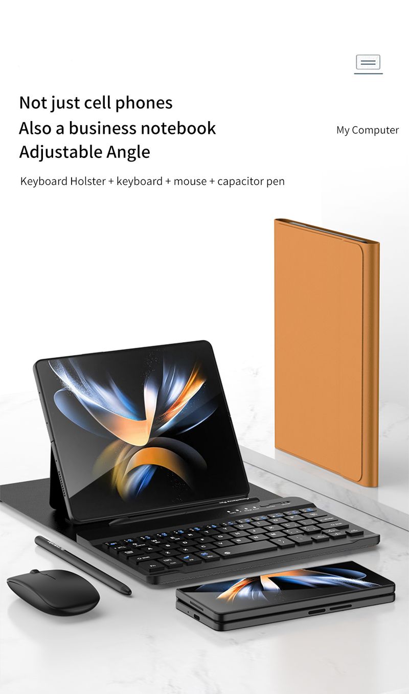 For Samsung Galaxy Z Fold 2 3 4 5 6 Wireless Minutes Of Meeting Record Mini Bluetooth Mouse Pen Keyboard Case_voghion.com