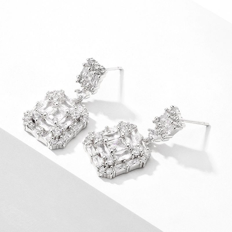 RAKOL Orecchini a bottone quadrati geometrici in zircone per donna, gioielli unici e alla moda, semplici e di nicchia_voghion.com