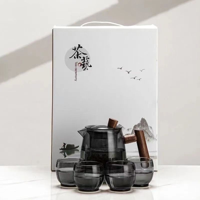 Wooden Handle Glass Teapot Single Pot Tea Water Separation Thickened High Temperature Resistant Heating Teapot Tea Set_voghion.com