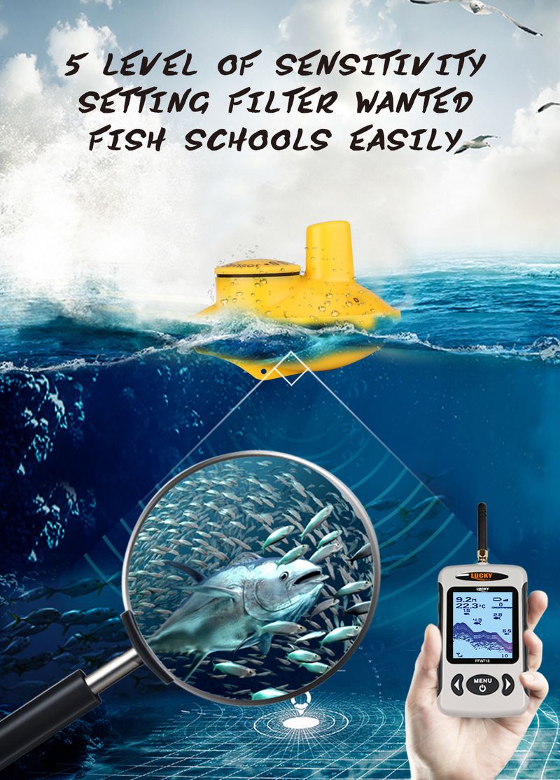 Fish Finder Bezprzewodowy Sonar Podwodny Widoczny HD Detektor Wędkarski_voghion.com