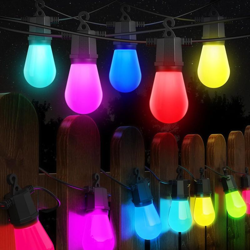 48FTColor Changing Outdoor String Lights , Dimmable String Lights For Outside Waterproof With 16 Shatterproof LED Bulbs, Remote Control Patio Lights For Christmas Halloween Decoration Party Backyard_voghion.com