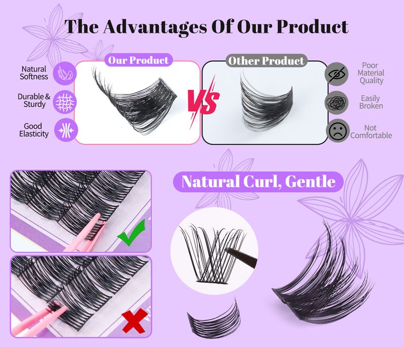Dense & Natural DIY Cluster Lashes - Segmented Single - Cluster False Eyelashes, Easy To Apply_voghion.com
