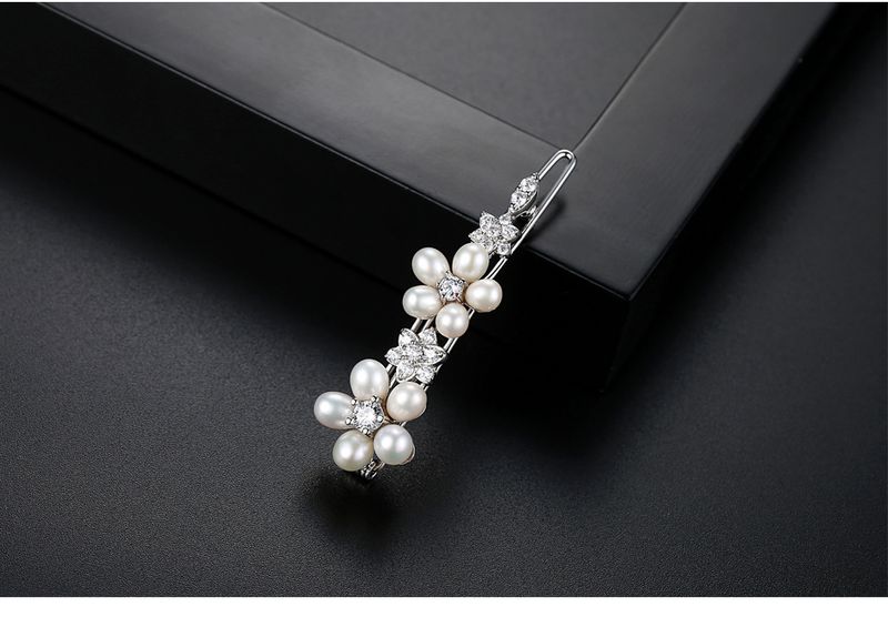 Women's Jewelry Pearl Hair Clip With AAA Freshwater Pearls And Zircon Flower Design, Elegant Hair Accessories For Women Clip Side Clip_voghion.com