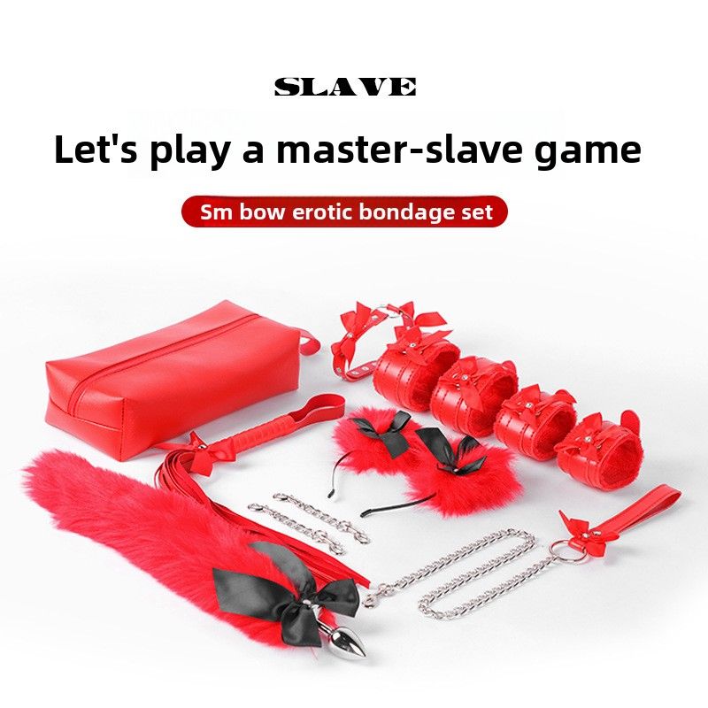Juego de arcos divertidos para esclavos de perros, herramienta de tortura, látigo, collar, ataduras, esposas para manos y pies._voghion.com