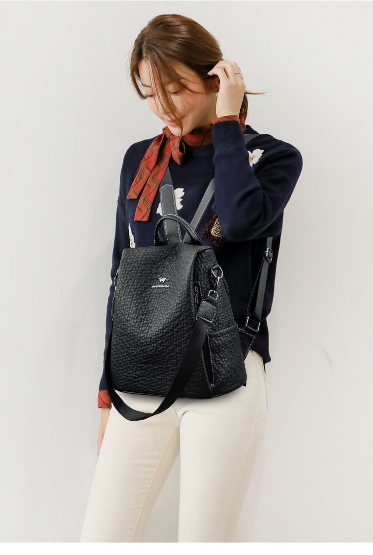 Women's Backpack Fashion Casual Middle-aged Large Capacity Soft Leather Backpack Travel Multi-functional Anti-theft Bag_voghion.com