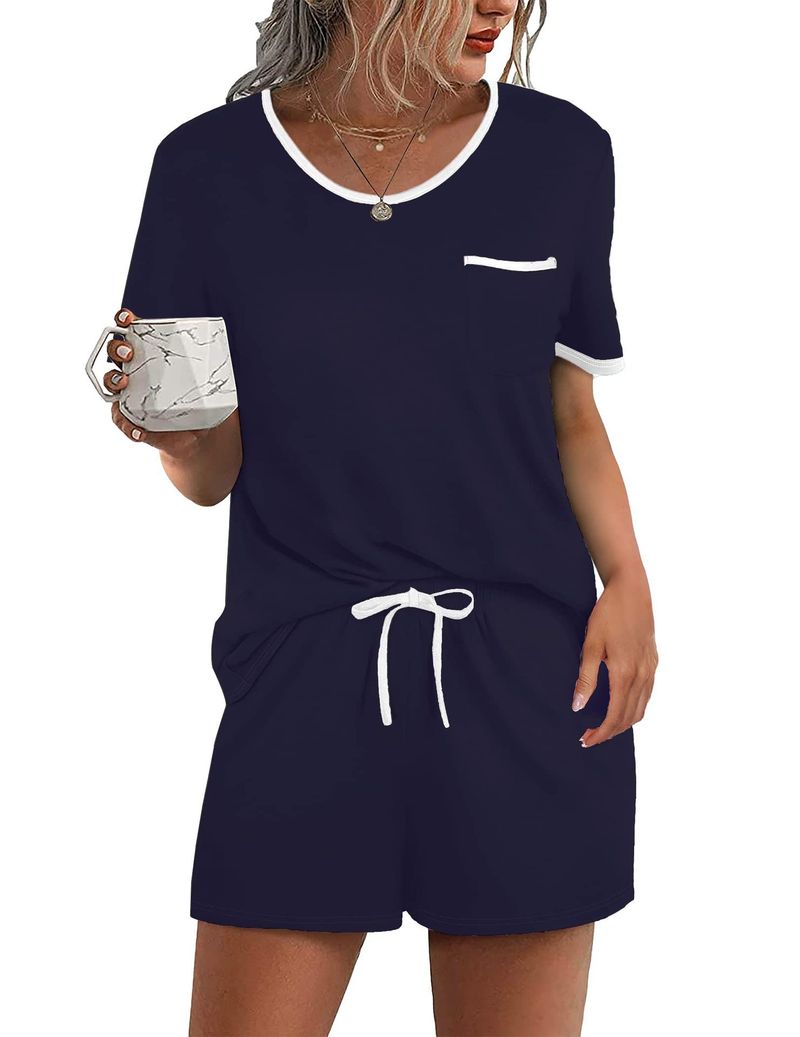 Ropa para hombre Pantalones cortos de manga corta para mujer Ropa informal de dos piezas para salir a casa Conjunto de pijama_voghion.com
