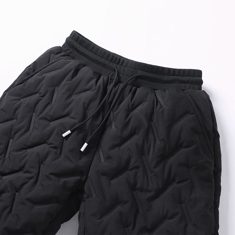 "Men's Fleece-Lined Winter Pants – Thickened Polyester Thermal Joggers With Elastic Waist (Black, M-5XL)"_voghion.com