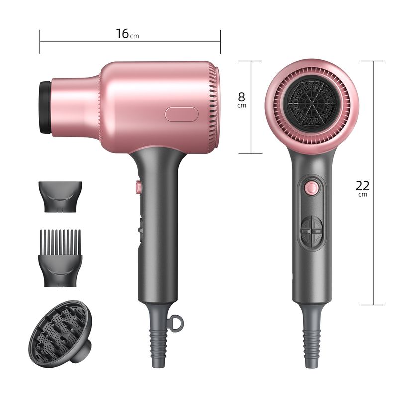 Haartrockner, Blown Away Ionen-Haartrockner für lockiges Haar mit Diffusor, 1199 W schnelltrocknender Föhn, 3 Aufsätze für alle Haartypen, leicht und leise, Roségold_voghion.com