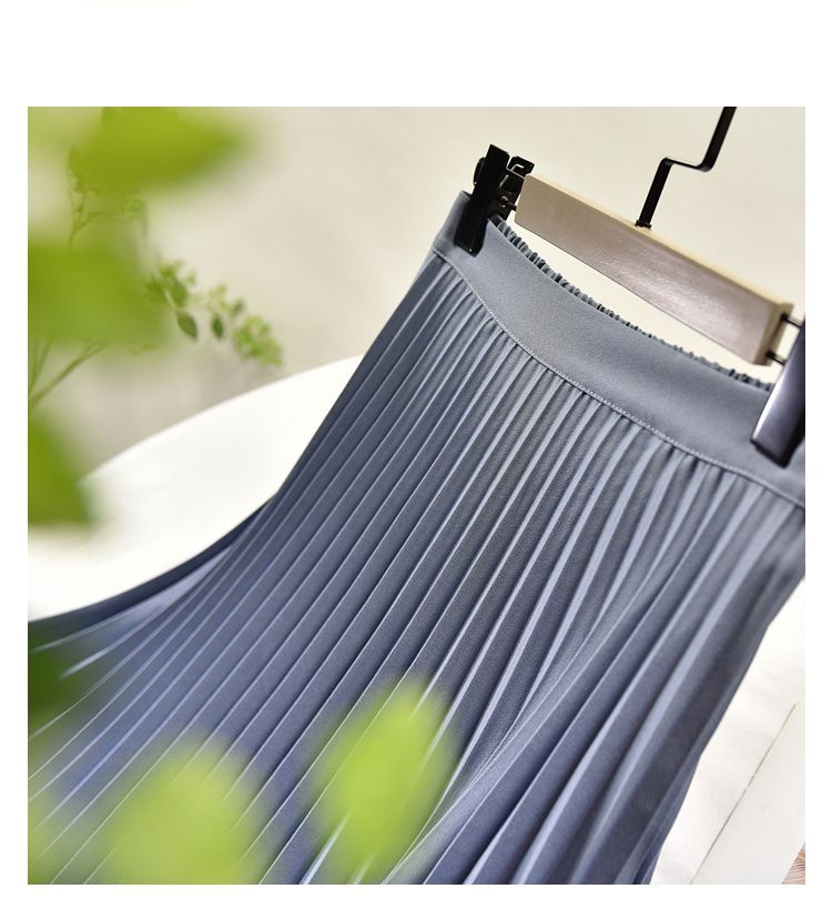 Gonna plissettata snellente alla moda K, nuova gonna midi a trapezio con vita alta per donna_voghion.com