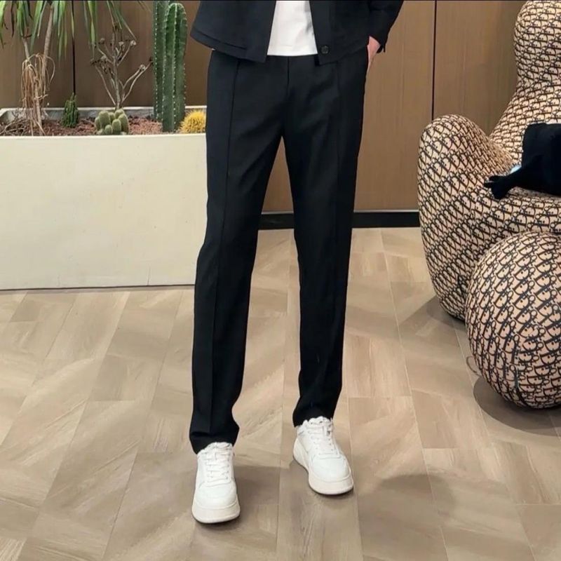 Abbigliamento casual da uomo, completo giacca e pantaloni in maglia dal taglio rilassato - Comodo abbigliamento da casa foderato in pile (cammello/nero, stile casual oversize)_voghion.com