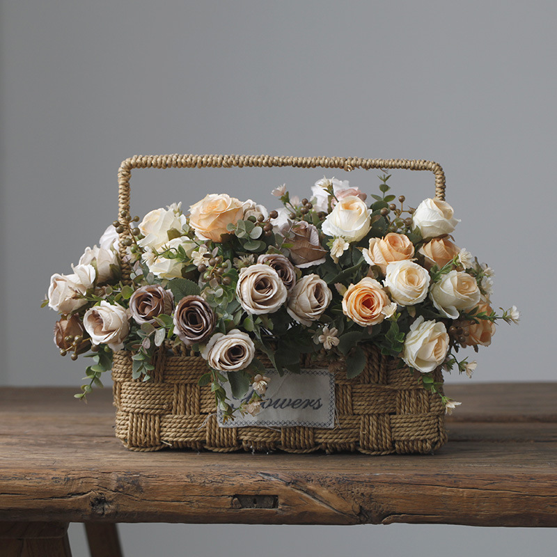 Wholesale artificial flowers 5 heads classical rose bunch wedding home decoration fake flowers road guide movable door lintel floral art_voghion.com