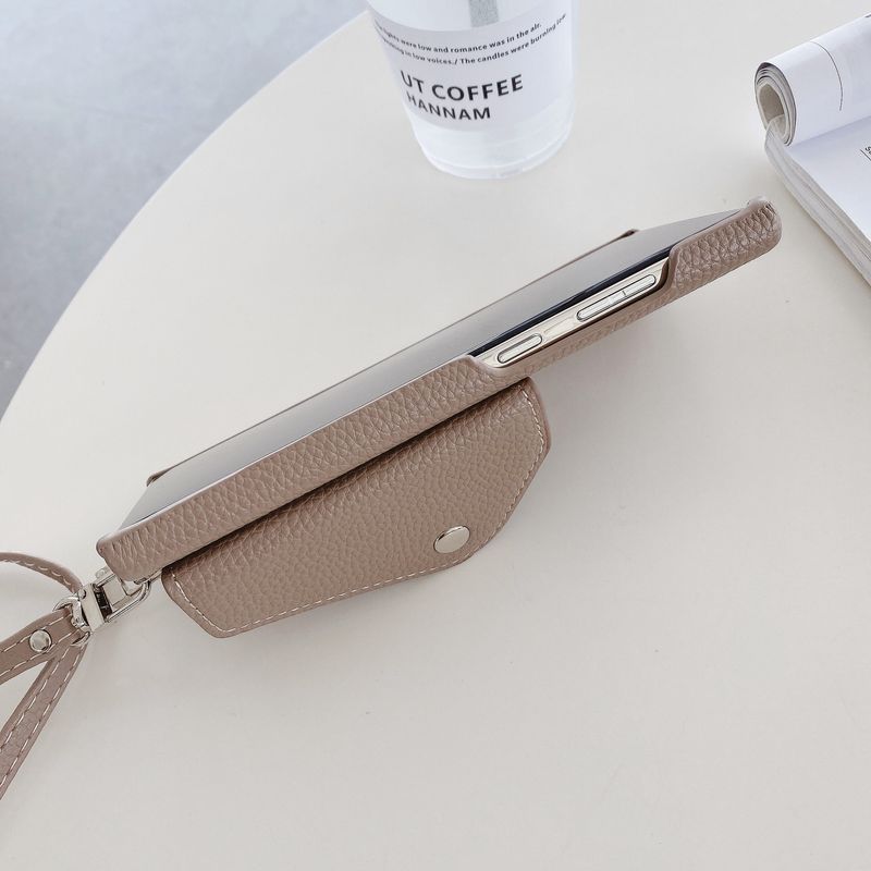 Funda para teléfono móvil Samsung S24 con diseño de lichi, tarjetero con tapa triangular, funda para teléfono móvil con cordón S21/S22/A52, modelo transfronterizo_voghion.com