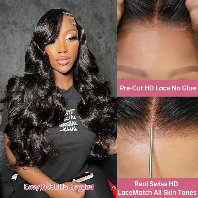 6X6 Brazilian Body Wave Human Hair Lace Frontal Full Lace Glueless Wig 13X4 HD Transparent Wig_voghion.com