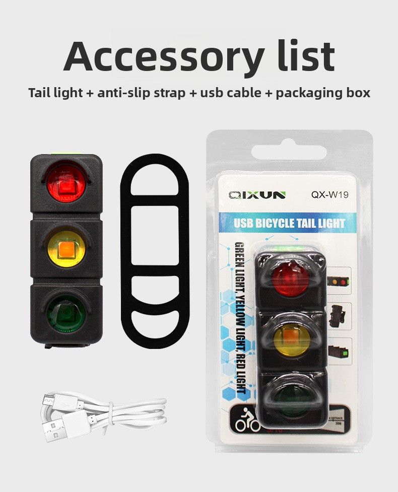 Neu Fahrrad Tri-Farbe Chanin LED Kreative Schwanz Liht Typ-C Charin Rot Gelb Grün Niht Ridin Lon Batterie_voghion.com