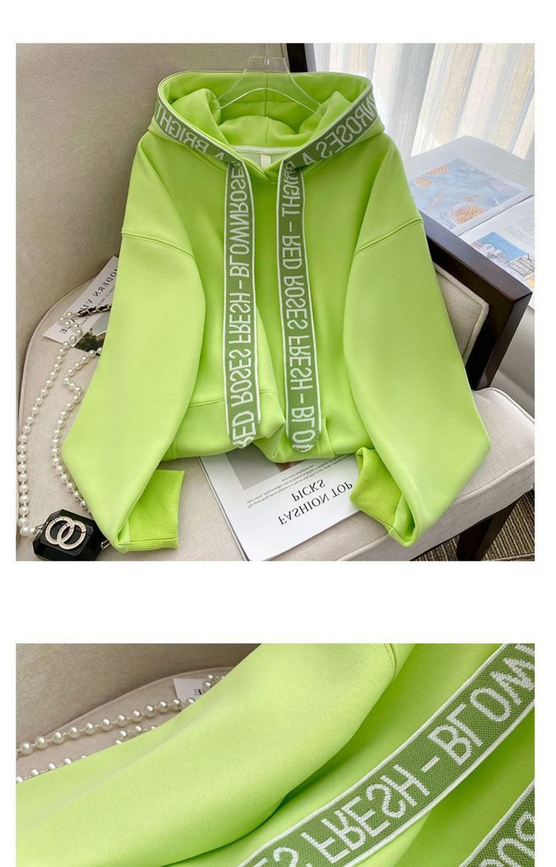 Women's Clothing In Autumn And Winter, Plus Velvet And Thickened, Loose And Age Reducing Tops, Design, Fruit Green, Versatile Jacket For Students_voghion.com
