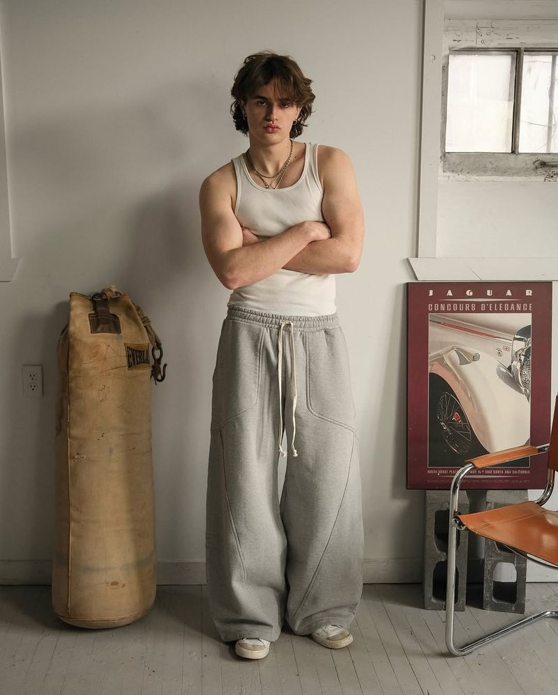 Pantalones deportivos con bordado transfronterizo, unisex, de pierna ancha, estilo hip hop, holgados e informales._voghion.com