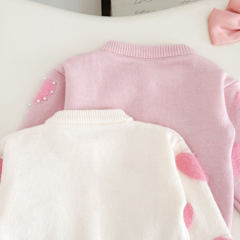 Creme Pullover Gestrickte Pullover 2025 Neue Stil Weibliche Schatz Perle Herz Strickjacke Tutu Rock Schatz Prinzessin Mode_voghion.com