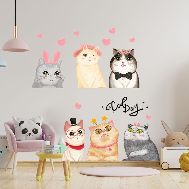 Cartoon 6 cats and tigers PVC frosted JS-N children's room kindergarten decoration wall stickers_voghion.com