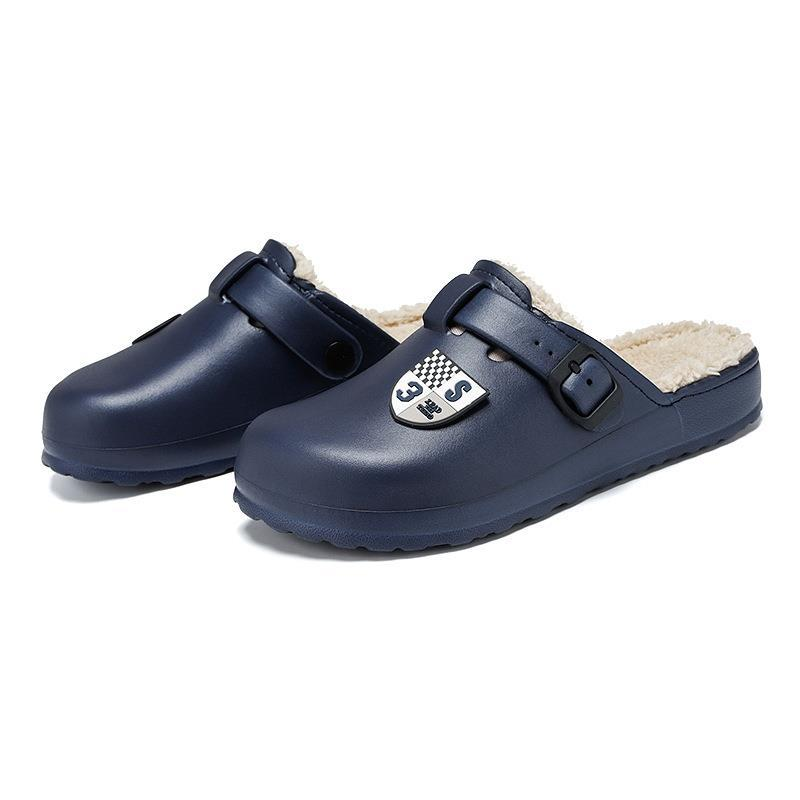 Men's shoes large size cotton slippers men's plus cotton hole shoes new home warm men's shoes outdoor slippers_voghion.com