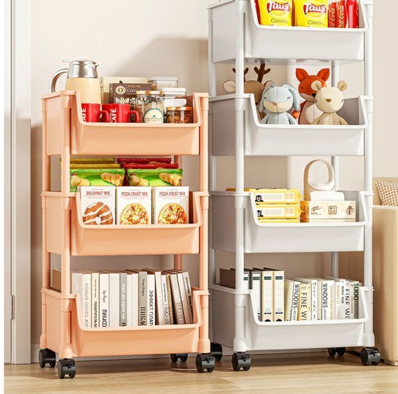 【30 dages varme salg 4721 styks 】 Mobil bogreolstativ, gulv til loft flerlags med hjul, stue, soveværelse,_voghion.com
