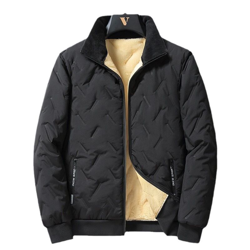 Men's Lamb Wool Winter Thickened Down Coat Warm Stand Collar Middle-aged Dad's Cotton Padded Jacket_voghion.com