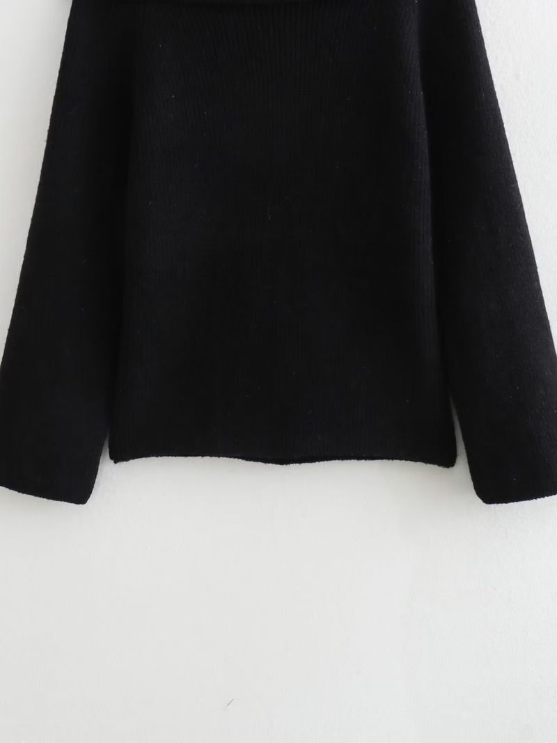 Maglione oversize da donna in maglia - Maglia girocollo a coste morbide a maniche lunghe - Pullover casual da strada (nero, rosso, grigio, crema)_voghion.com