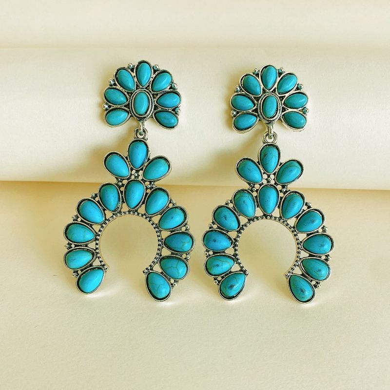 Neue Legierung Böhmischer Ethno-Stil Türkis Ohrringe_voghion.com