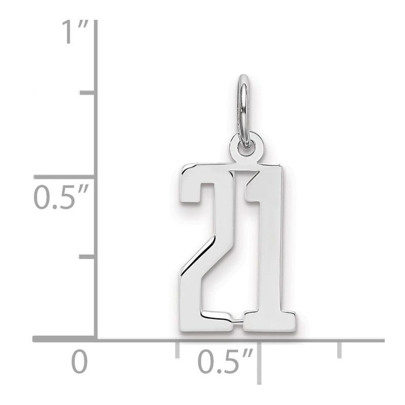 Sterling Silver/Rhodium-plated Elongated Number 21 Charm_voghion.com