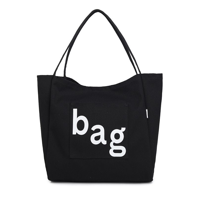 New Fashion Large Capacity Single Shoulder Canvas Women Tote Casual Shopping Fresh Letter Print Bag_voghion.com