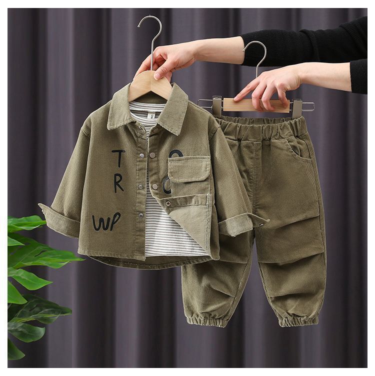 Ropa para niños Colección de trajes de otoño para niños Ocho estaciones Nuevo traje de pana de dos piezas para bebés guapos de primavera y otoño de moda_voghion.com