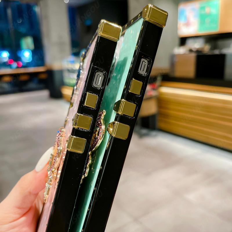 3D Butterfly Stand Holder Case For iPhone 14 13 Pro Max 12 11 14 Plus Shockproof Square Phone Cover Shell For iPhone 13 14 Pro_voghion.com