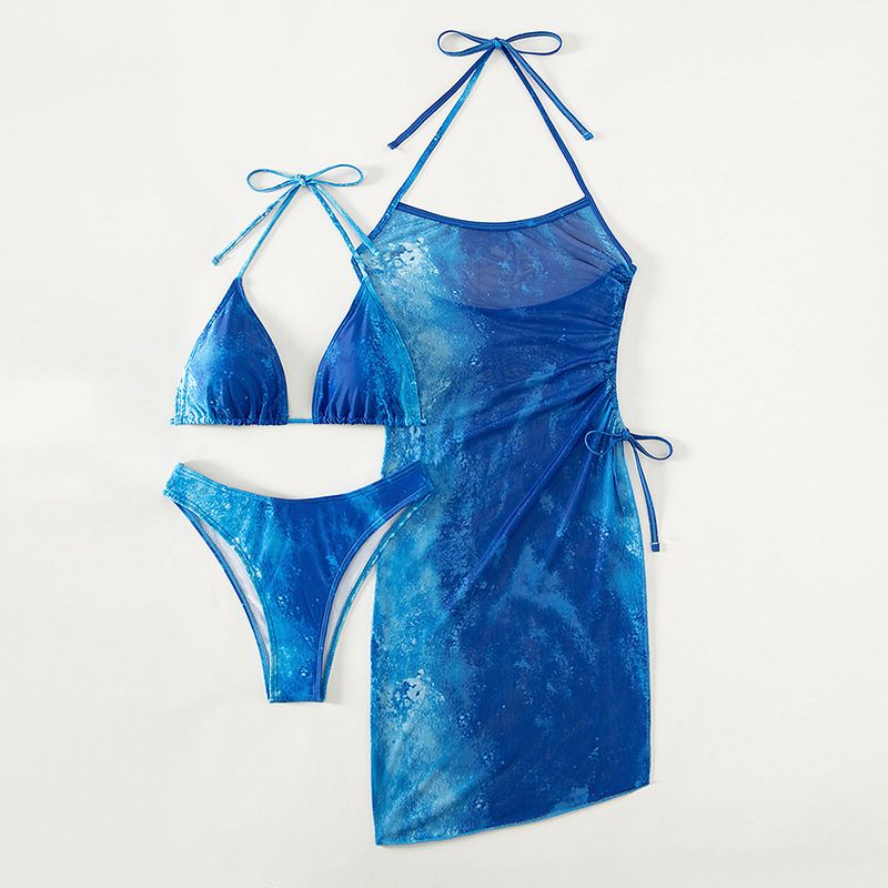 Maillot de bain trois pièces en maille imprimée, jupe une pièce, dos nu, sexy, bikini, pour femmes_voghion.com